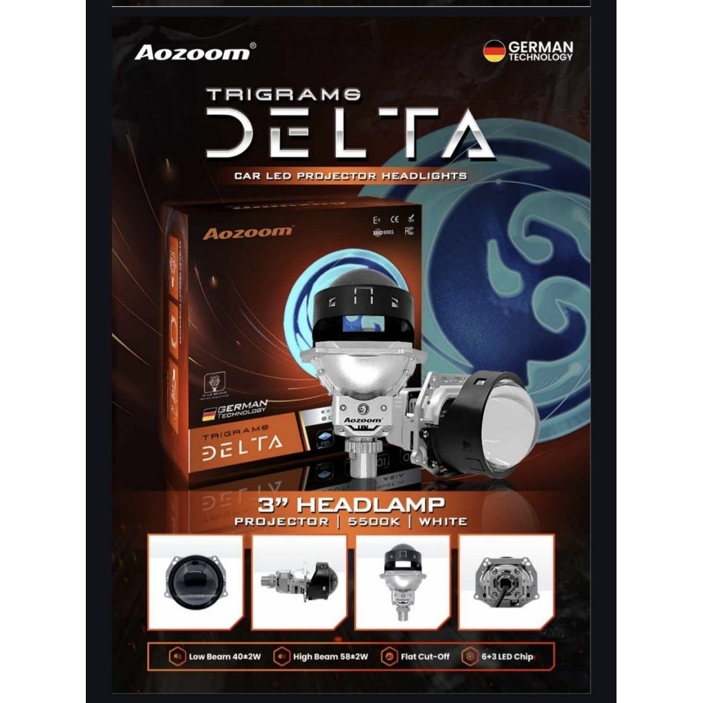 aozoom Delta Lampu Proyektor LED Bi-LED Mobil