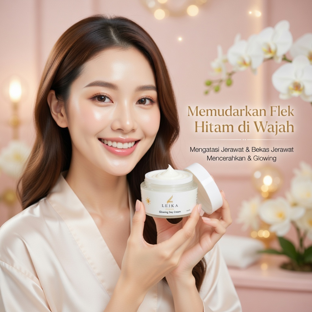 Leika skincare day cream Bpom Cream Khusus Krim mengatasi flek hitam memudarkan noda hitam di wajah 