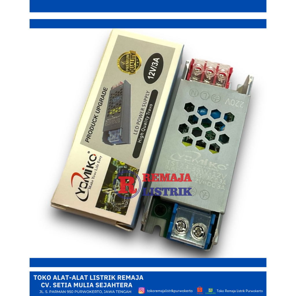 Adaptor Trafo Power Supply 3A 12V Slim Yomiko