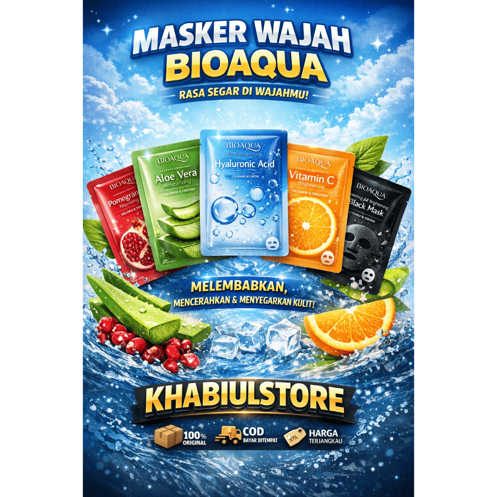Masker Wajah BIOAQUA Sheet Mask 28g - Melembapkan, Mencerahkan, dan Anti Jerawat