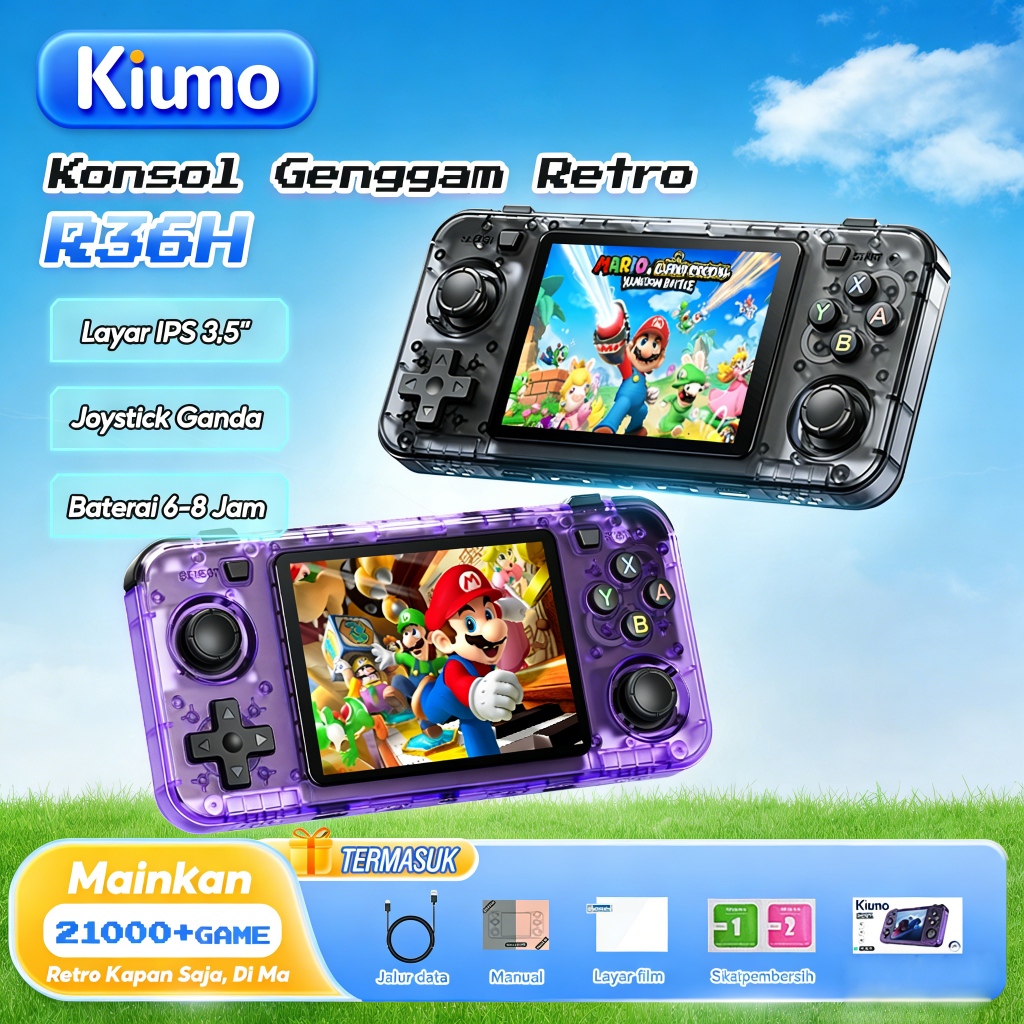 Kiumo Game Boy R36S Plus Retro Console 128GB game console portable mainan jadul retro game console g