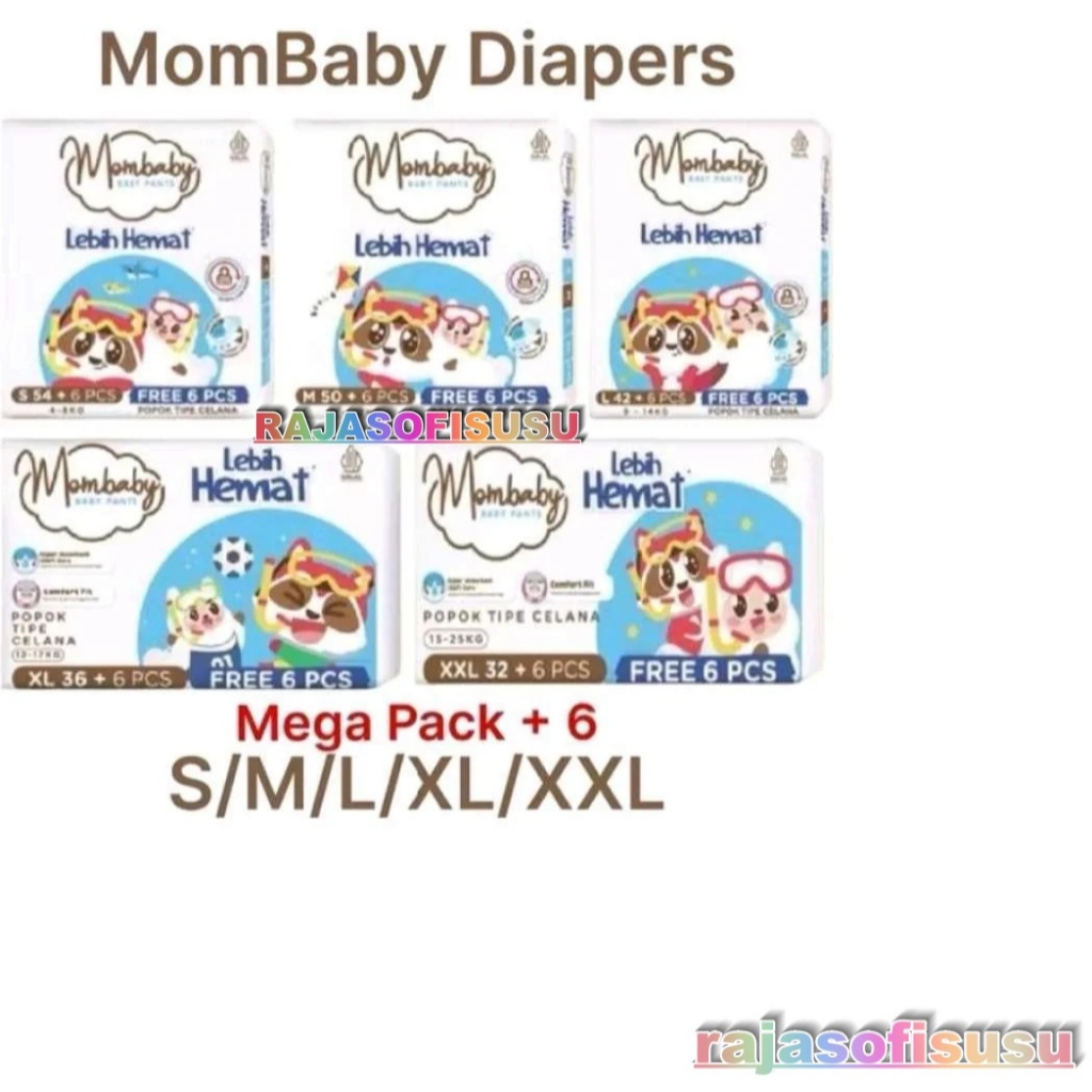MOMBABY PANTS S54+6 M50+6 L42+6 XL36+6 XXL32+6 POPOK CELANA MOMBABY