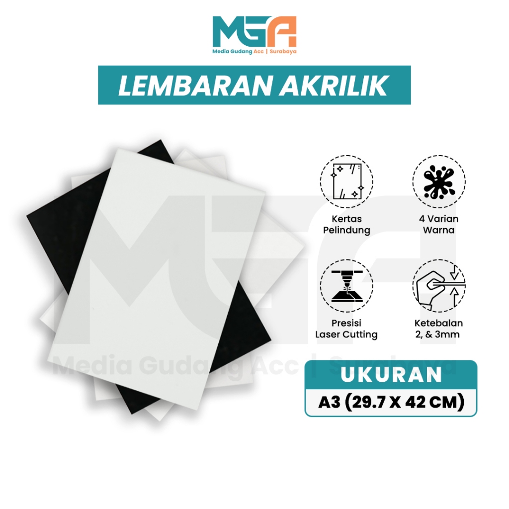 Lembaran Akrilik A3 2mm 3mm | Acrylic Sheet Transparant | Akrilik Warna