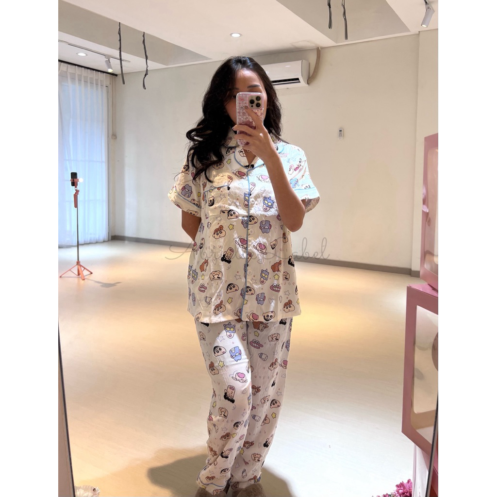 CP Piyama Tidur Wanita Baju Tidur Shinchan Homewear Lembut Adem Kekinian