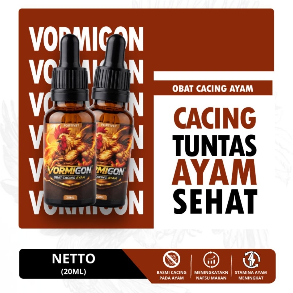VORMIGON Obat Cacing Ayam Pipet 20ml | Obat Cacing Ayam Aduan, Ayam Bangkok, Ayam Kampung