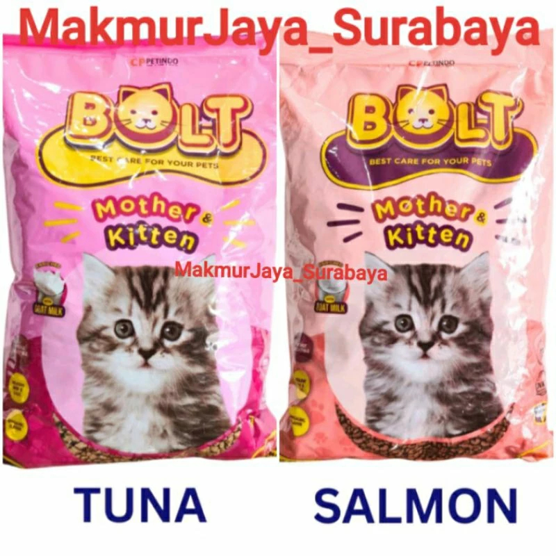 Bolt Mother&Kitten 500gr Tuna & Salmon Pakan Kucing / Pakan Kucing Bolt