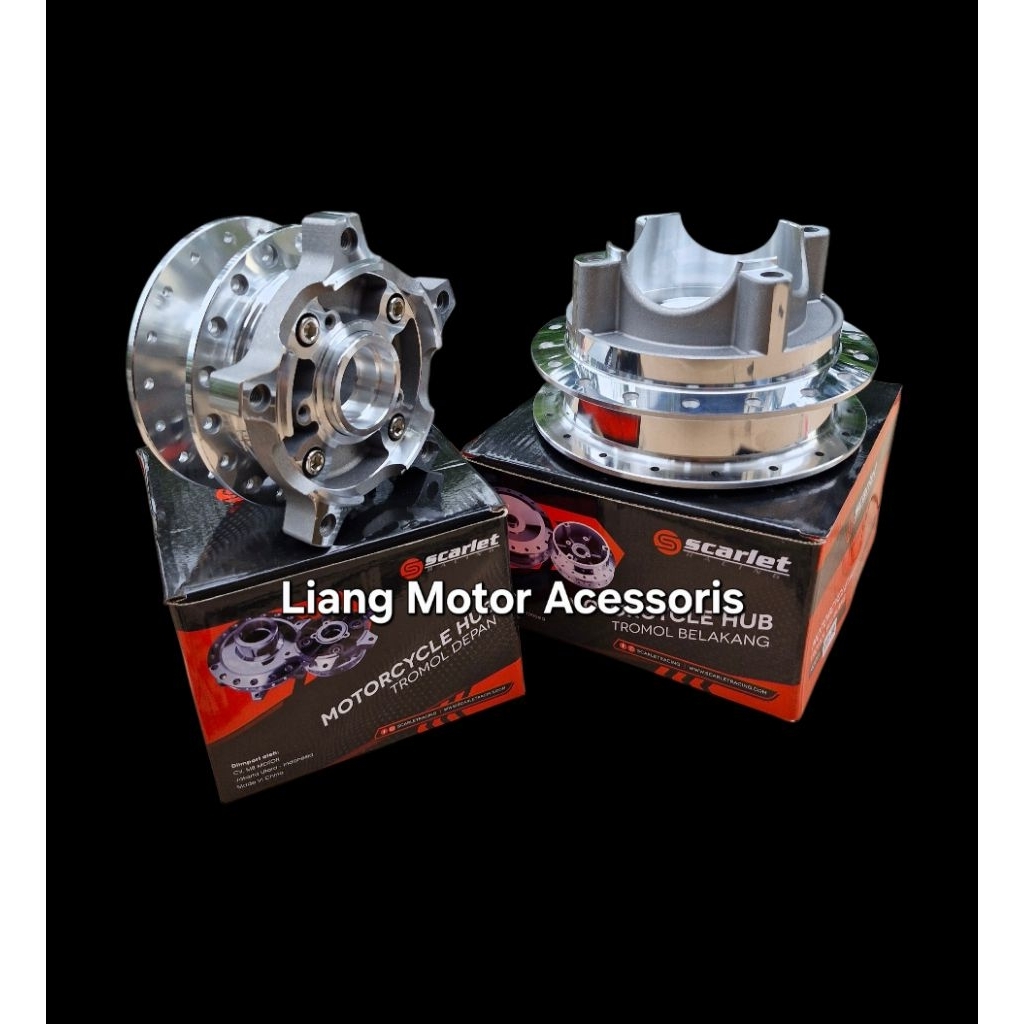 Tromol 1 Set Chrome Depan Belakang Scarlet Racing - Honda PCX 160 CBS / ABS / Vario 160 CBS / ABS / 