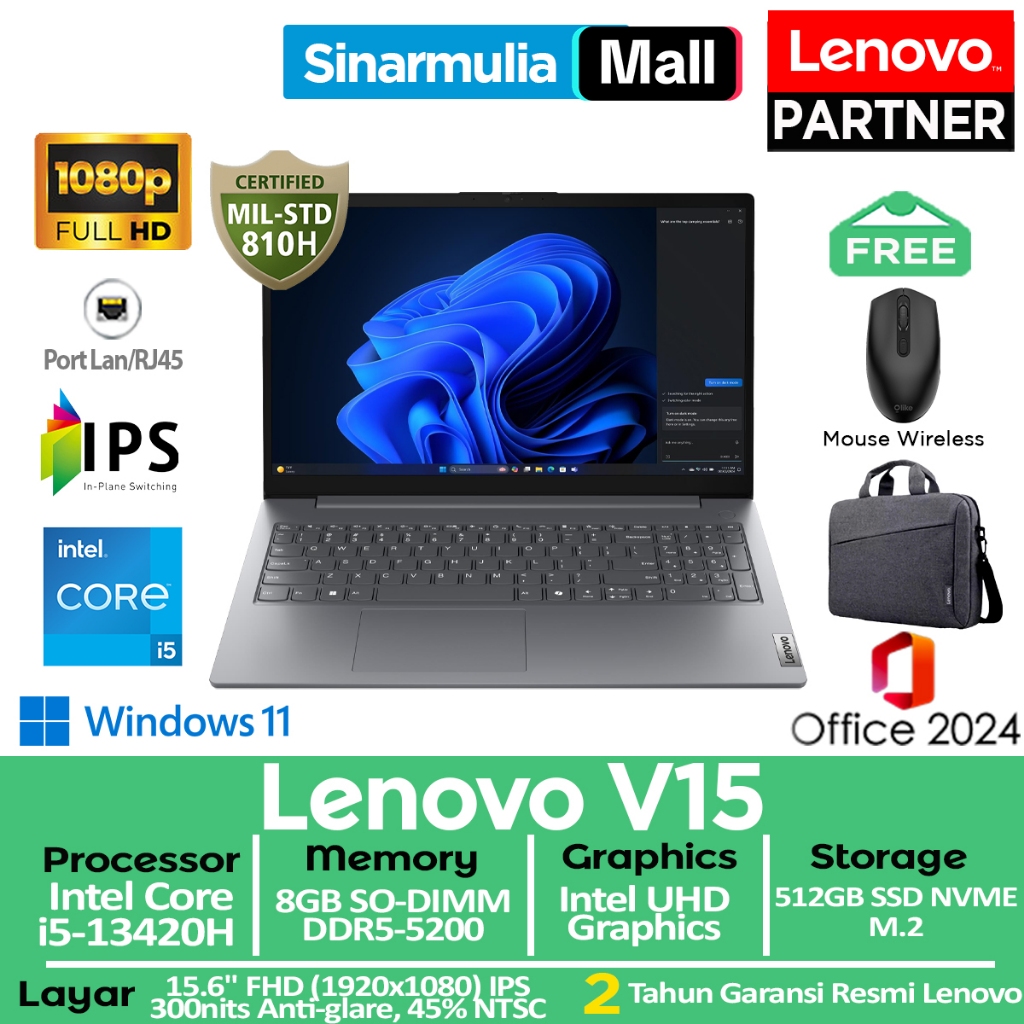 Lenovo V15 G5 i5-13420H 512GB SSD 8GB IPS Win11+OHS