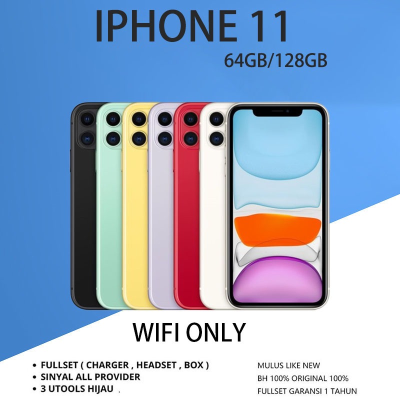 Apple Iphone 11 64GB 128GB WIFI IP 11 SECOND ORIGINAL INTER FULLSET WIFI ONLY TERMURAH 100%
