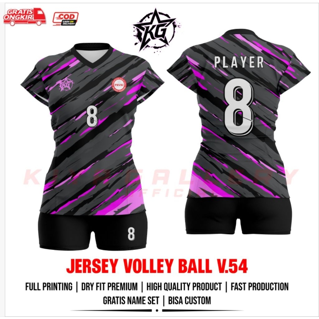 JERSEY BAJU VOLI WANITA V.54 FULL PRINTING GRATIS NAMA DAN NOMOR
