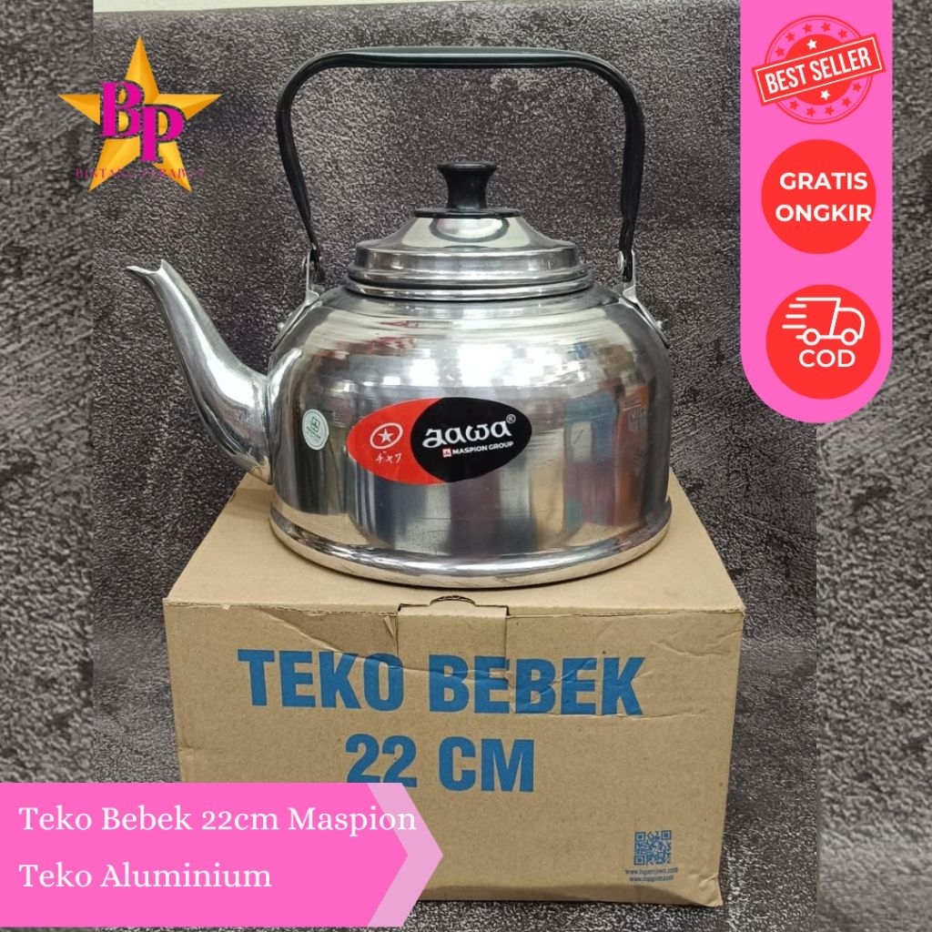 Teko Bebek Kilap Maspion 22cm Jawa / Ceret Stainless Steel Anti Karat / Teko Air Masak Kompor Gas / 