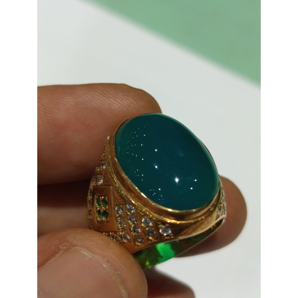 CINCIN BATU AKIK BACAN GULAU IKATAN PERAK