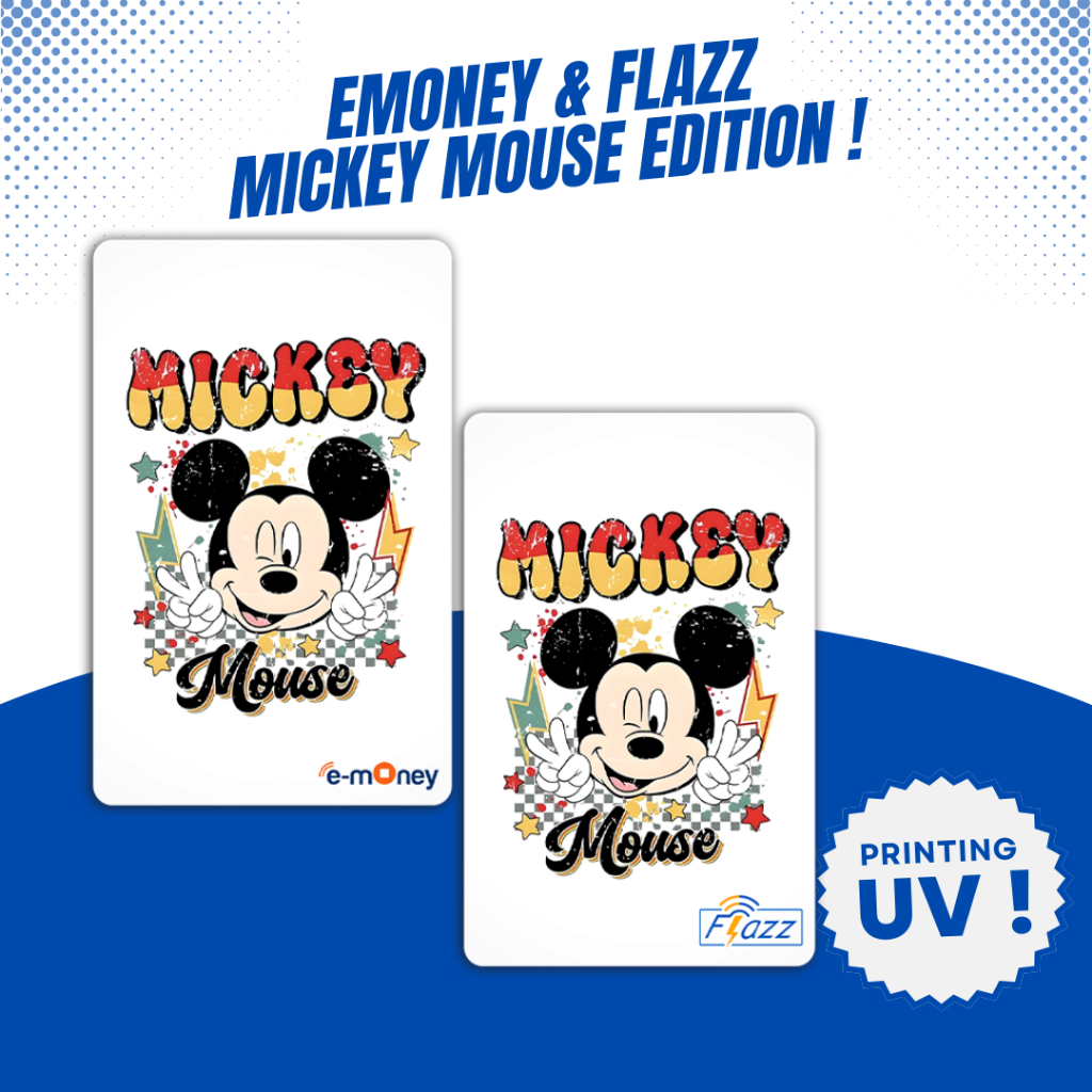 Kartu E-toll Emoney Flazz Edisi Retro Mickey Mouse - Etoll Mandiri BCA Gen 2 Support NFC