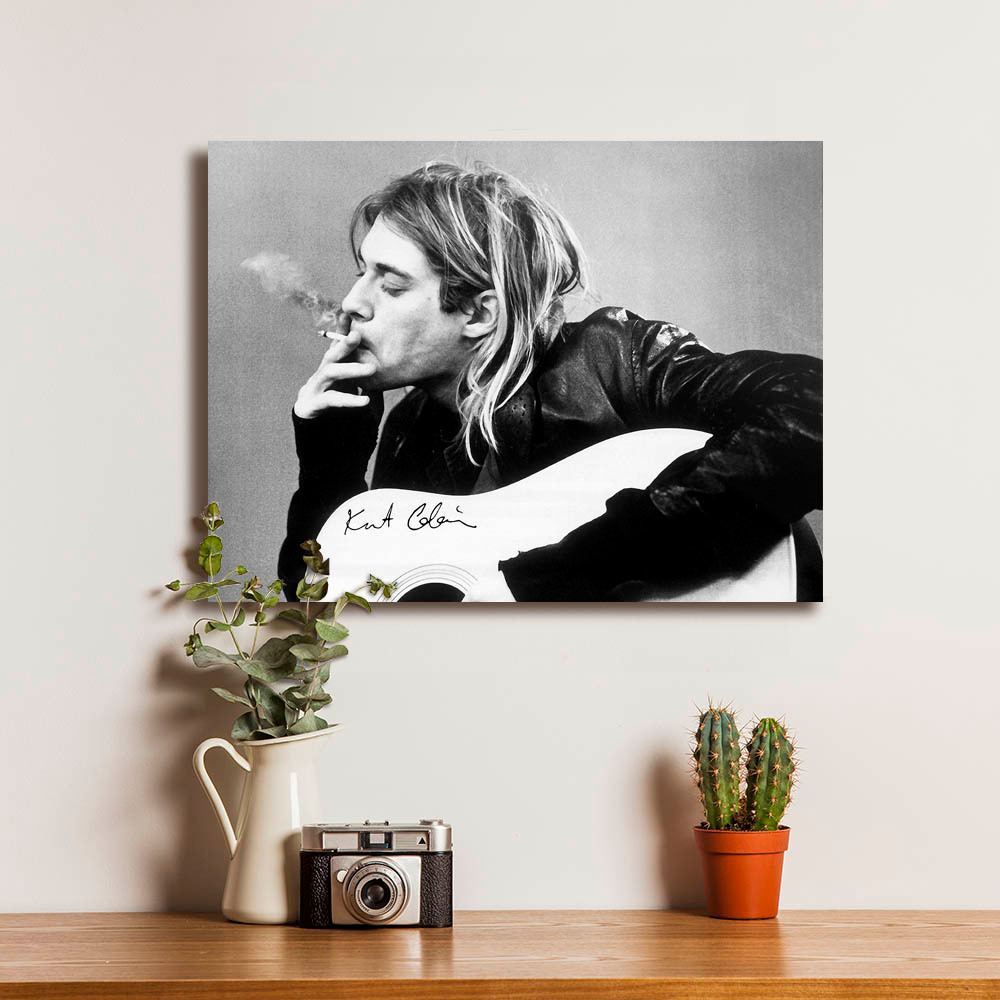 Poster Kurt Cobain Nirvana Dekorasi Hiasan Pajangan Dinding Bingkai Kayu Vintage