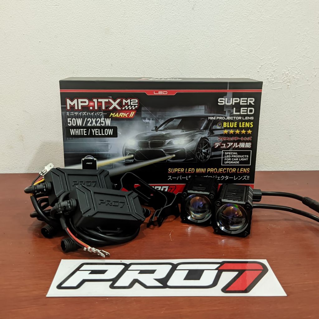 PRO7 MP'1TX M2 MINI LASER PROJECTOR LENZ 60WAT LENSA BLUELENZ SUPER TERANG LAMPU KABUT MOBIL MOTOR
