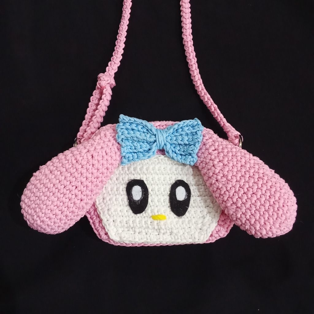 L'Craft Tas Rajut Anak Perempuan Bentuk Melody Pink/Tas Anak Perempuan/Tas Rajut Handmade/Tas Custom