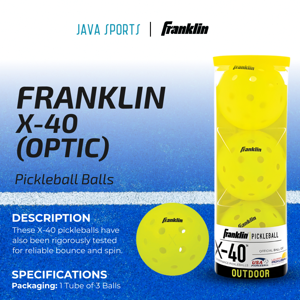 Franklin X-40 Yellow Optic Pickleball Ball 3 Pack | Bola Pickleball Franklin Sports X 40 Kuning Isi 