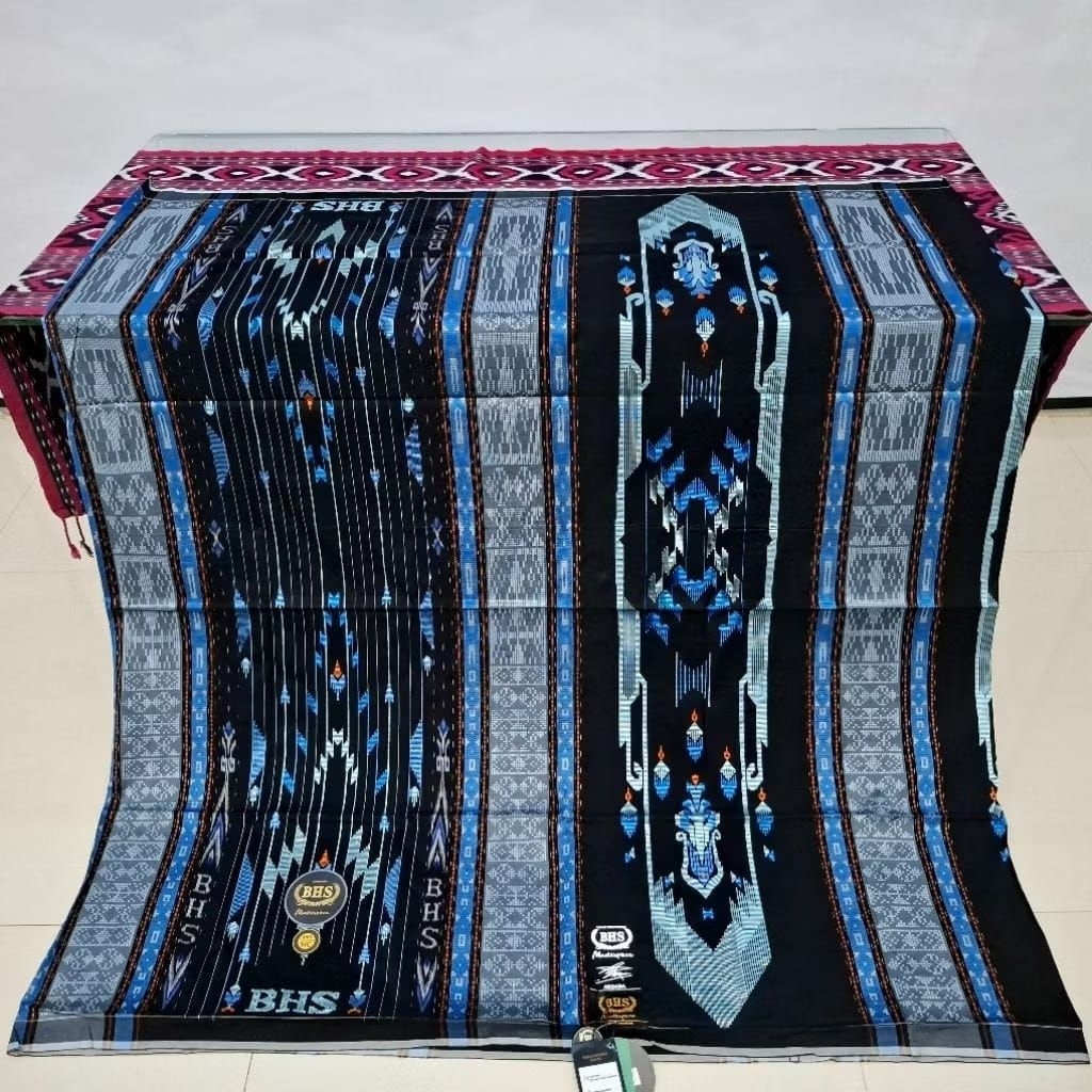 Sarung BHS Masterpiece SIC Gold Hitam Biru Premium Mercerized Full Songket Timbul ATBM Limited