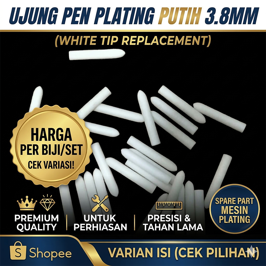 Ujung Busa Putih Pen Plating – Foam Tip Elektrik untuk Rhodium / Gold Plating (10 pcs)