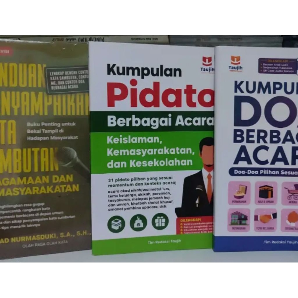 paket 3 buku, perkembangan diri panduan+ kumpulan pidato dan kumpulan doa berbagai acara