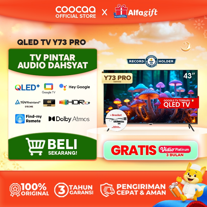 [BRACKET+] COOCAA TV 43 inch Y73 PRO -  4K QLED+ - Google TV - Flicker Free/Eye Care/Low Blue Light 