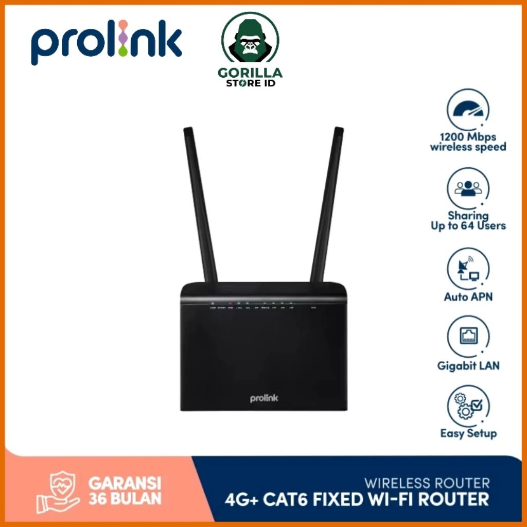 Prolink SIM 4G LTE Unlock Fixed Line Modem Wifi Router Cat 6 Dual Band