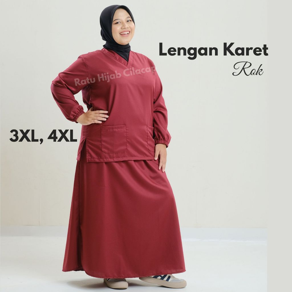 Baju OK OKA ROK BIG SIZE dokter jaga perawat petugas medis lengan PANJANG KARET Seragam Klinik Keseh