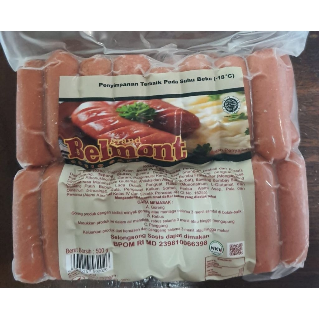 Belmont sosis sapi ukuran 500gr frozen
