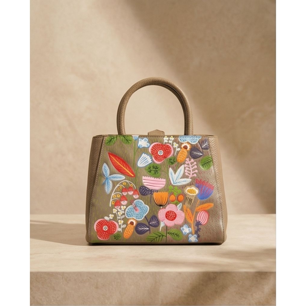 Tas Kulit Wanita Pahat Lukis Motif Bunga