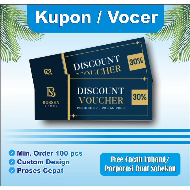 Cetak tiket kupon voucher bahan art paper