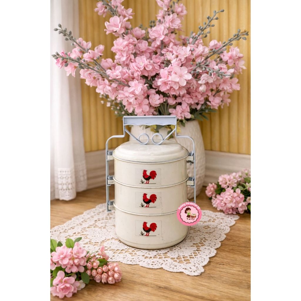 Rantang susun plastik bpa free / warna random/ RANTANG 3 DAN 4 SUSUN MOTIF RANDOM