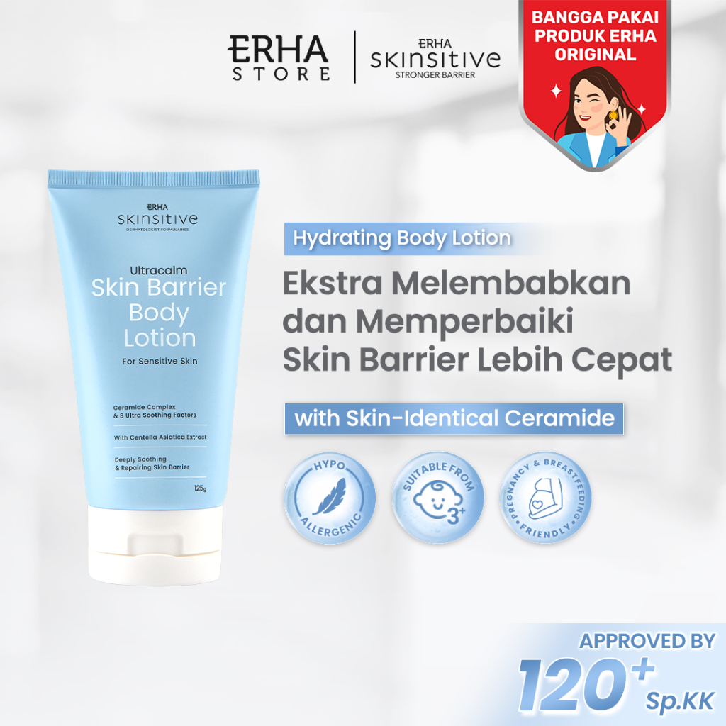 ERHA Skinsitive Ultracalm Body Lotion 125g | Pelembap Kulit Semua Jenis Kulit (Normal, Kering, Sensi
