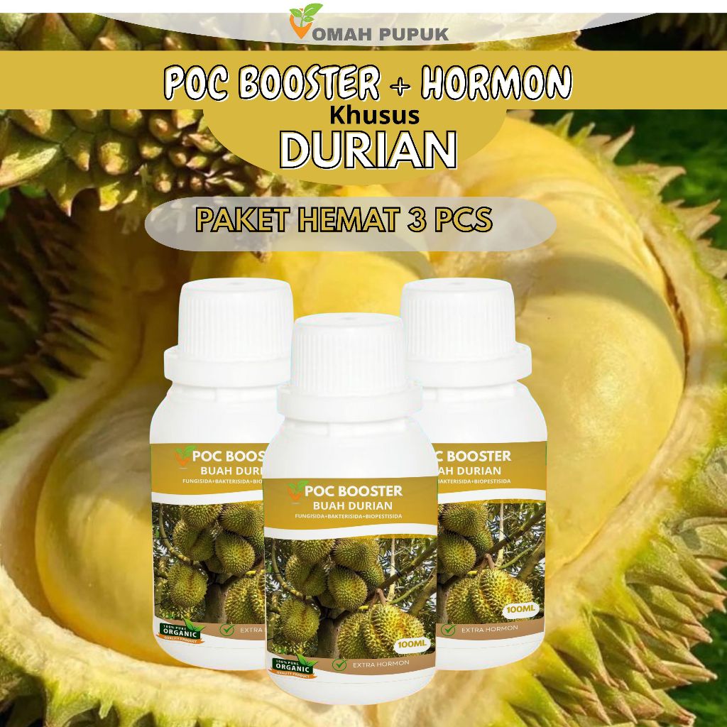 Paket Pupuk Durian 3 Botol - Pupuk Organik Durian  - Mengurangi Rontok Bunga
