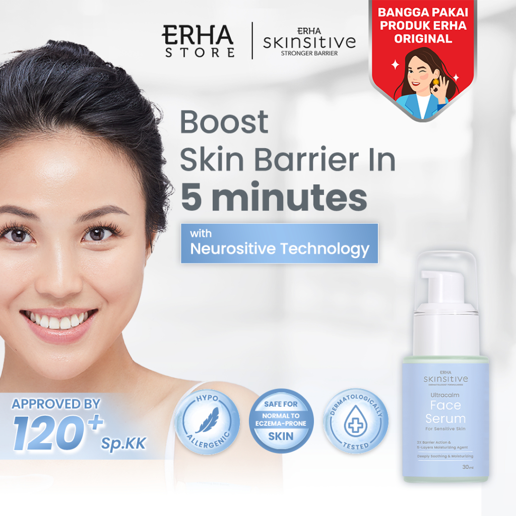ERHA Skinsitive Ultracalm Face Serum 30g | Serum untuk Memperkuat Skin Barrier | Menenangkan Kulit S