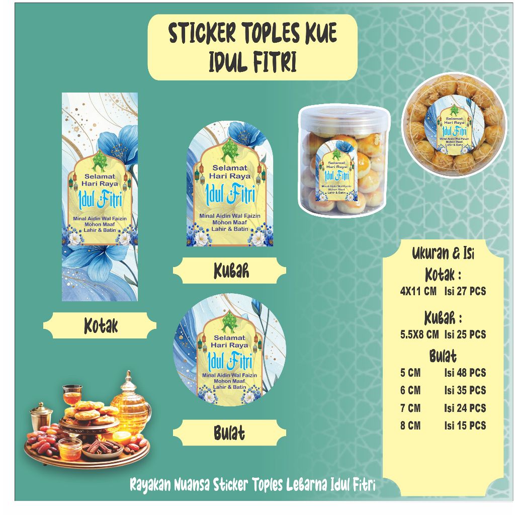 STICKER TOPLES KOTAK UNTUK LEBARAN/IDUL FITRI CUSTOM FONT