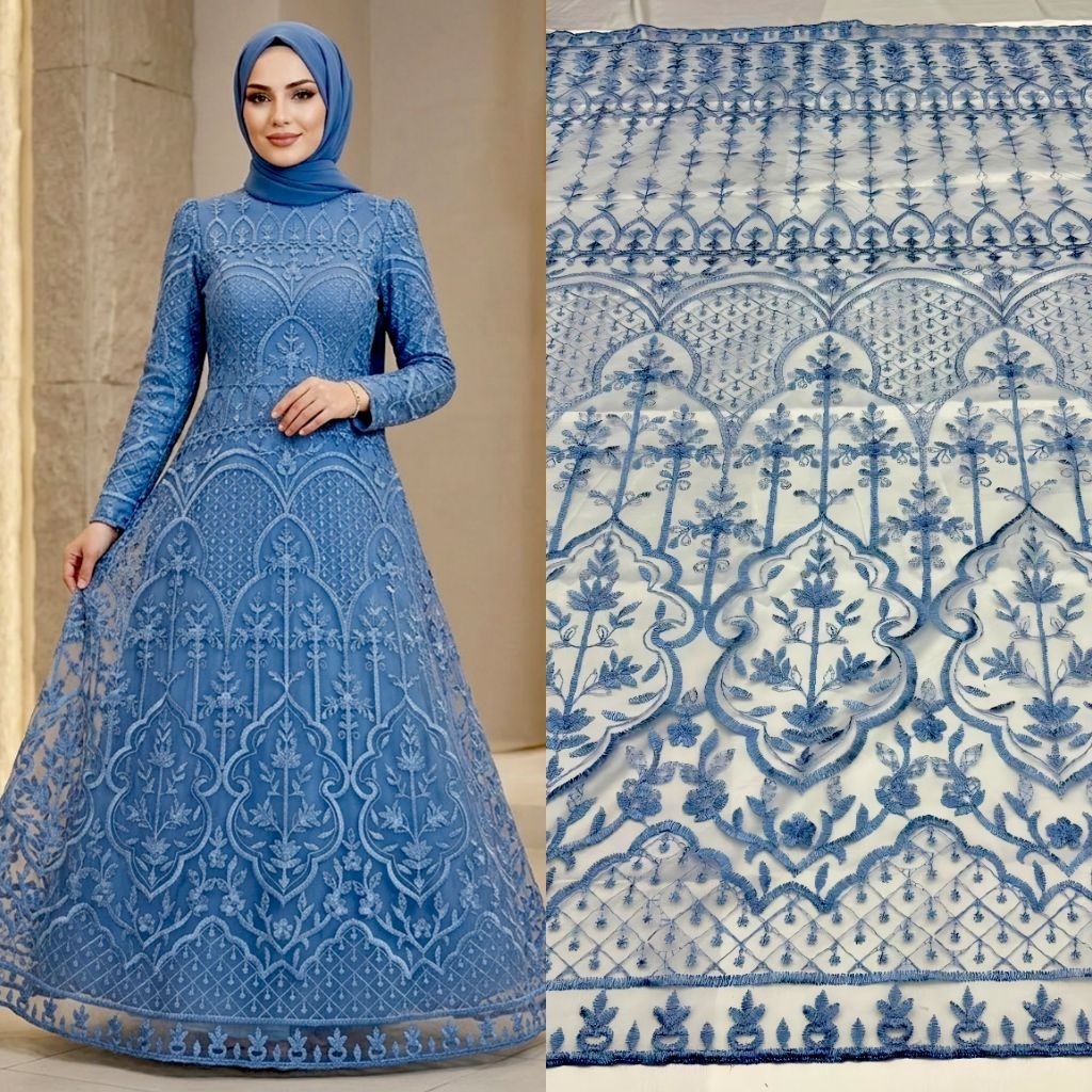 Bahan kain tile bordir premium/kain tile bordir mewah