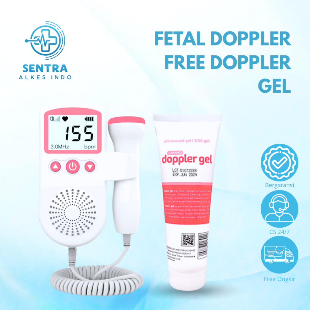 Fetal Doppler + Free Gel / Doppler Untuk Cek Detak Jantung Janin / Alat Cek Detak Jantung Janin / Al