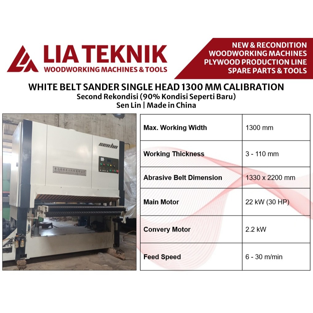 Wide Belt Sander 1300 MM Sen Lin 1 Belt Mesin Sanding 1300 MM Sen Line 1 Belt Second Reconditioned 9