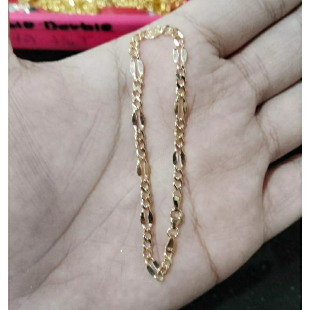 Bracelet Chain Hollow Lotus Gold Gelang Holo Gepeng Gepeng Emas 700