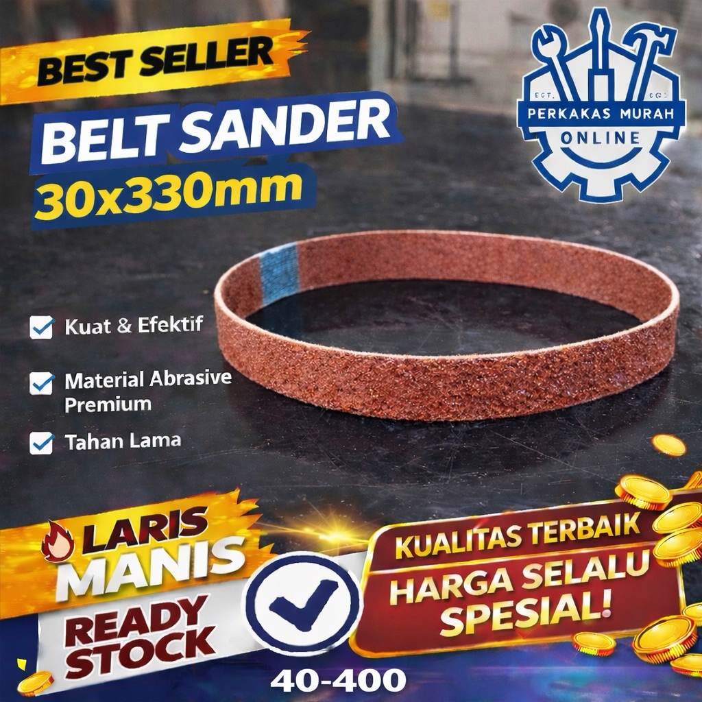 Amplas Belt Sander 30 x 330 mm Sanding Belt Mesin Gerinda Kayu Metal Grit 40-400