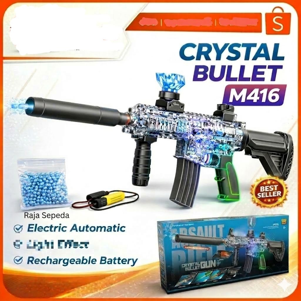 Crystal Bullet Gun Electric Automatic – Mainan Senapan Peluru Water Gel Blaster Anak Rechargeable Be