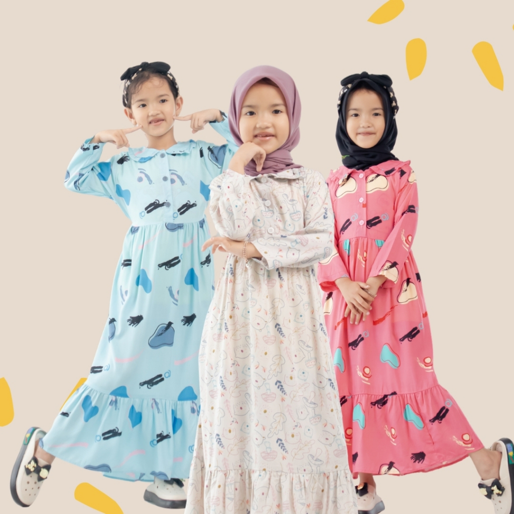 DELISA Homy Dress Kids Rayon Premium by AdeminCo / Gamis Anak Korean Style