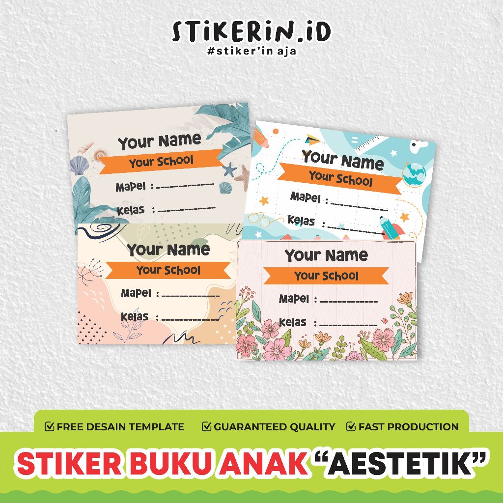 Stiker Nama Custom Pelajaran Stiker Nama Buku Aesthetic