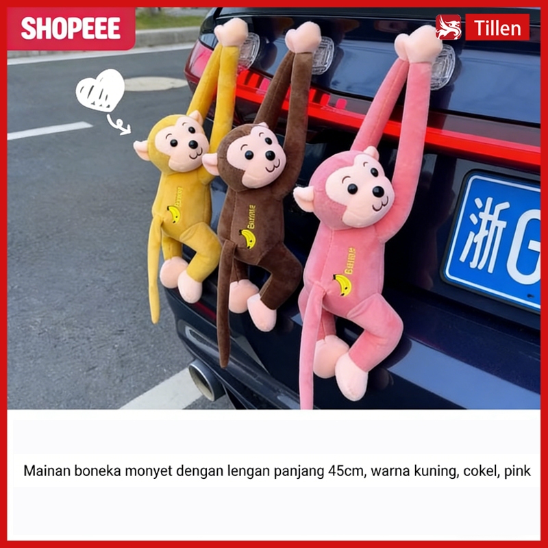 Boneka Monyet Lengan Panjang / Hiasan Belakang Mobil - Lucu & Imut, Boneka Ekor Mobil yang Bikin Tam