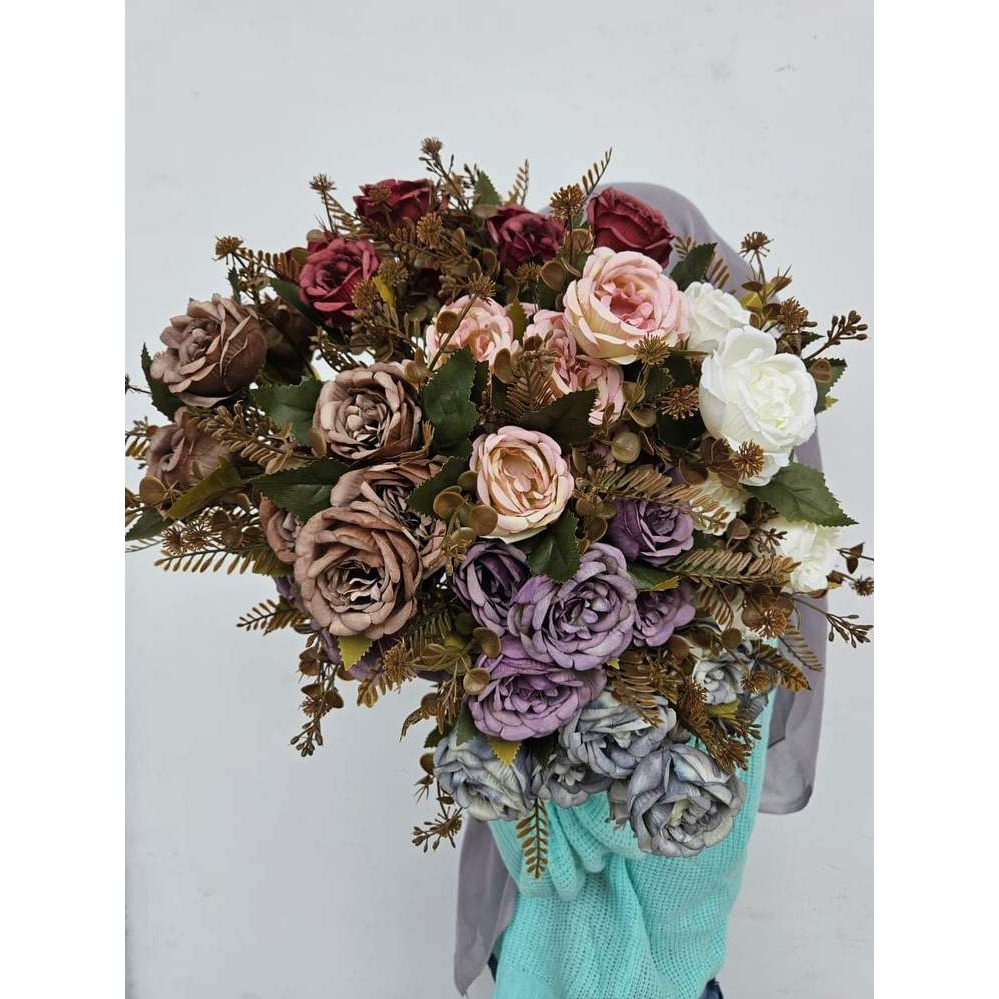 Bouquet Bunga Mawar Tea Rustic Dekorasi Hiasan Pernikahan