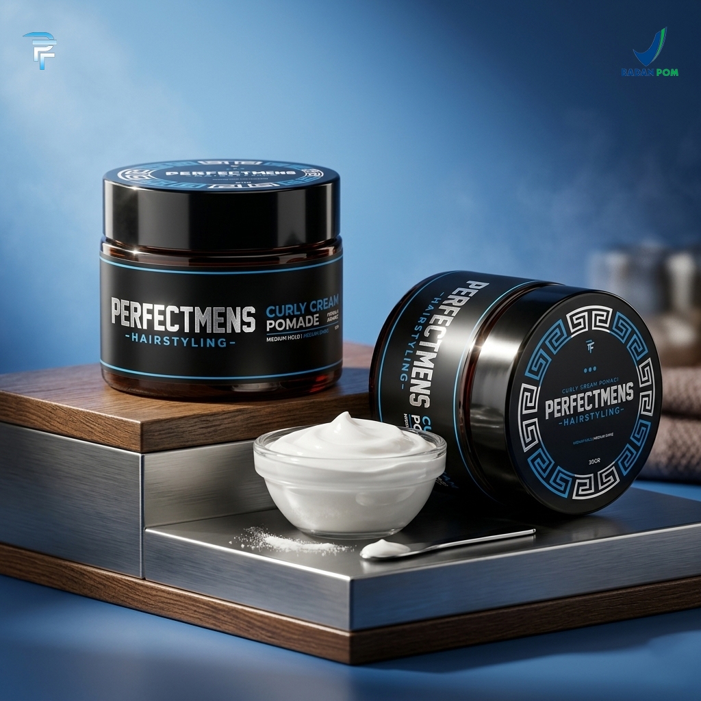 Perfectmens Hairstyling Curly Cream Pomade 50gr / Pomade Pria / Medium Hold / Medium Shine / Moistur