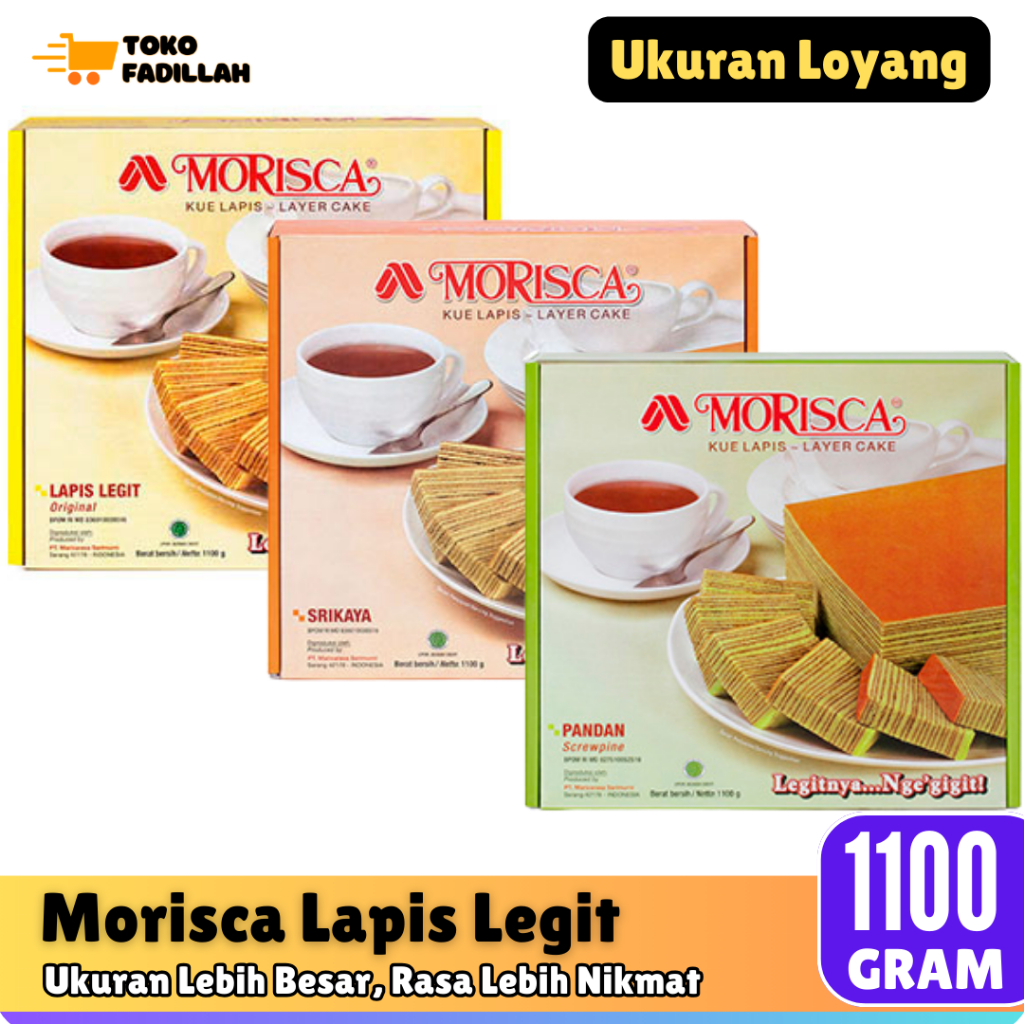 Morisca Kue Lapis Legit 1100gr (Ukuran Loyang) Original / Pandan / Srikaya