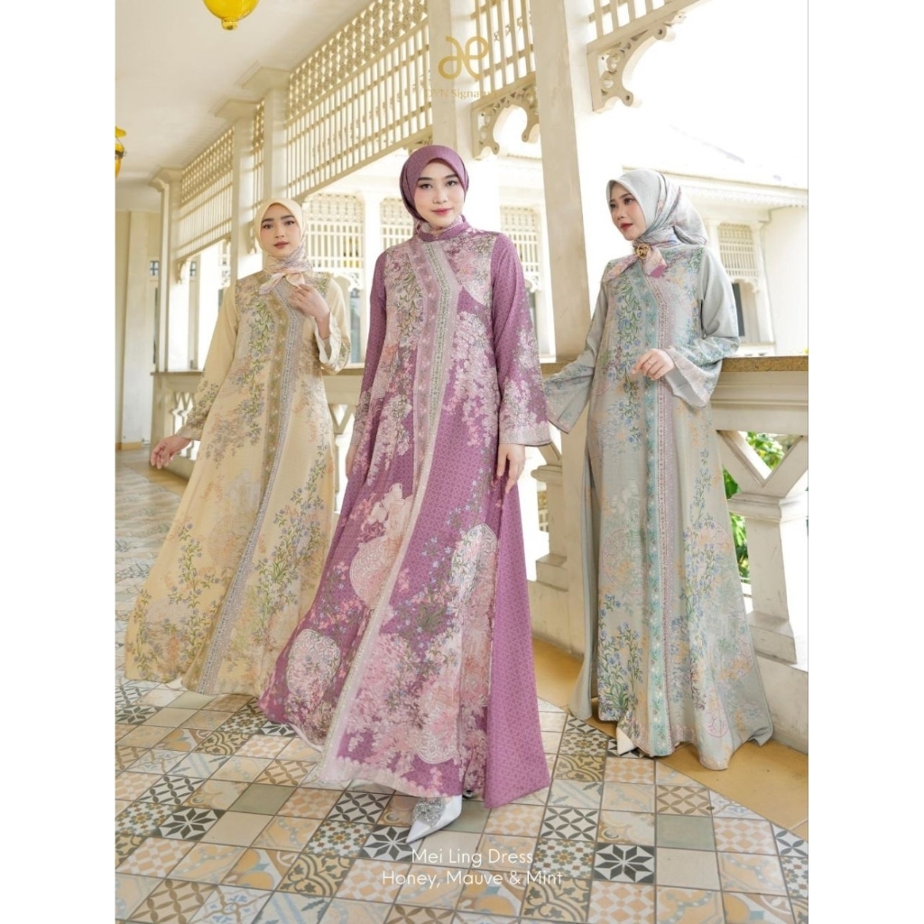 Mei Ling Dress (FREE SCRAF) (Peranakan Series | Spesial Edition Raya Series), Berbahan Silk Premium