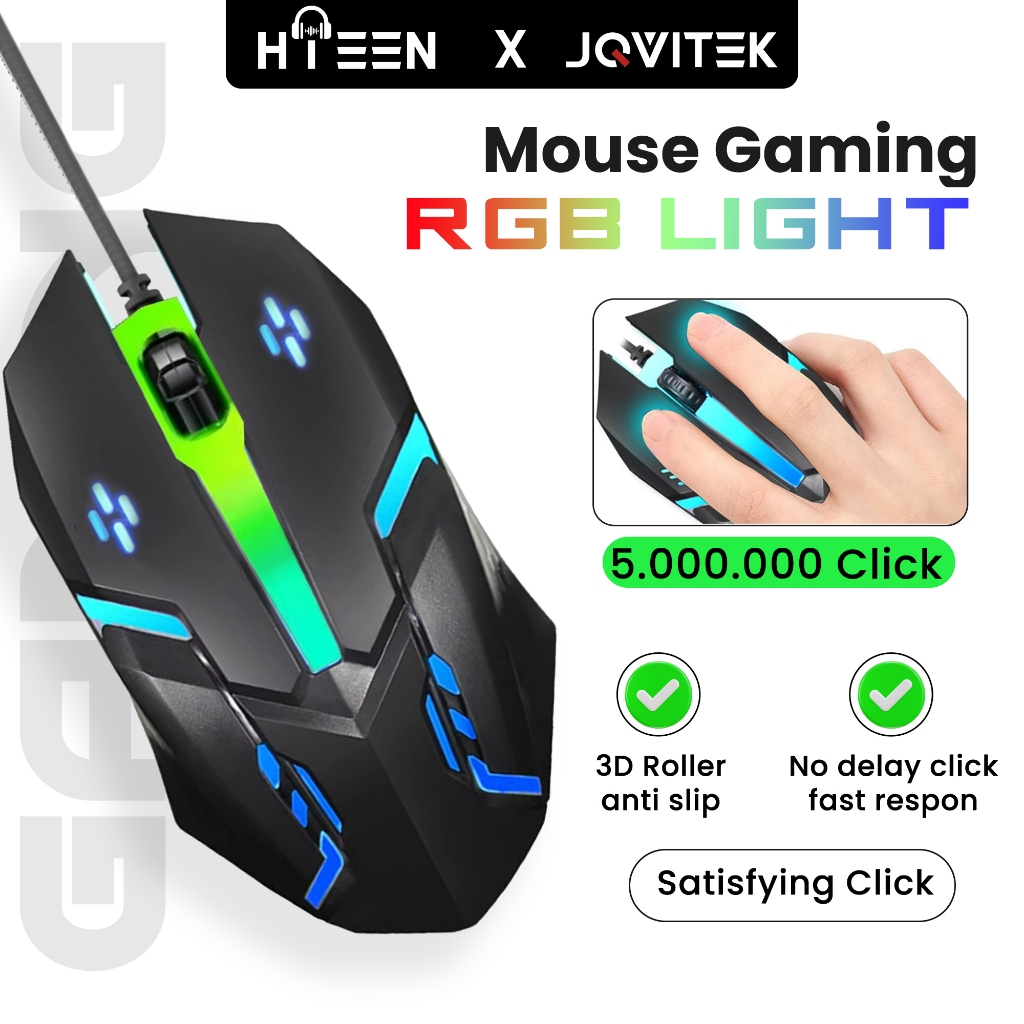 Hieen x Jovitech MG05 Wired Gaming Mouse RGB LED Colorful Light Mouse Kabel Responsif Lampu 7 Warna