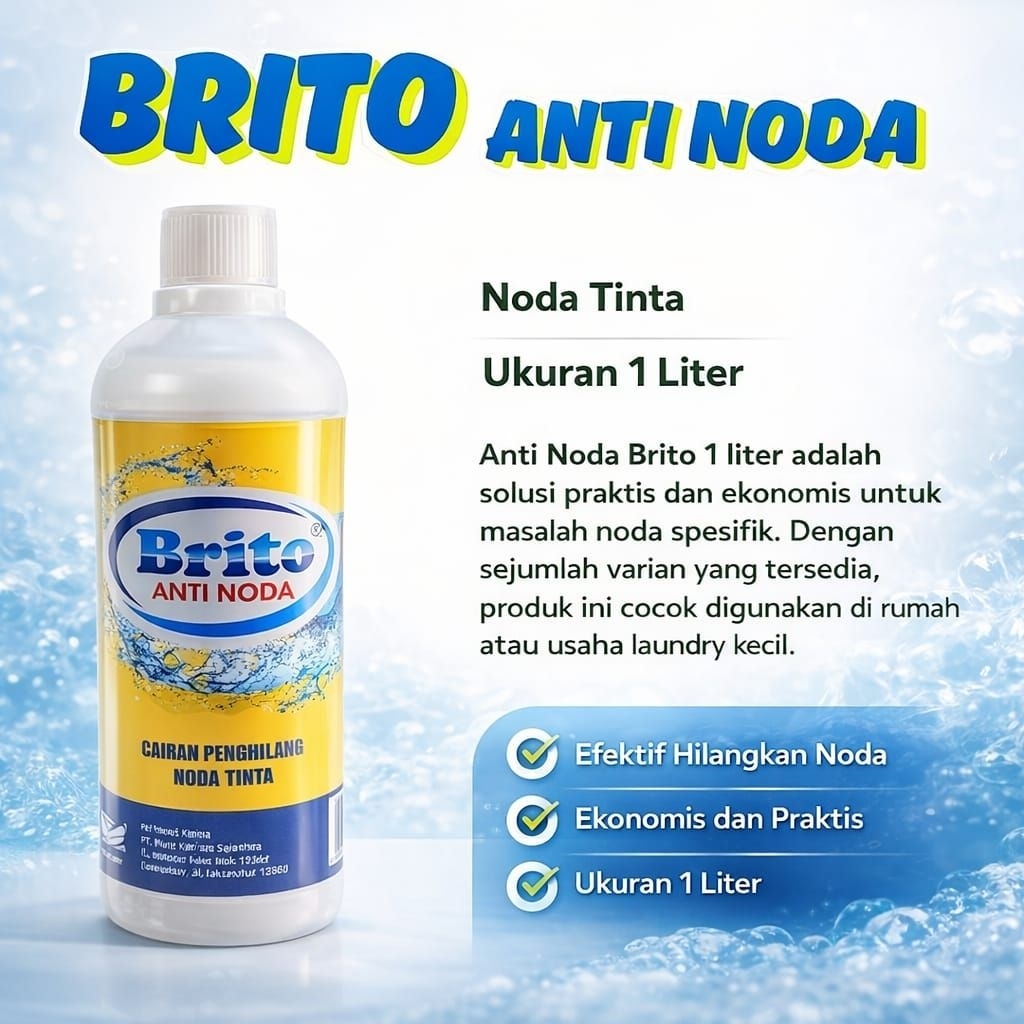 Anti Noda Brito 1 Liter Tinta  – Cairan Penghilang Noda Tinta pada Pakaian